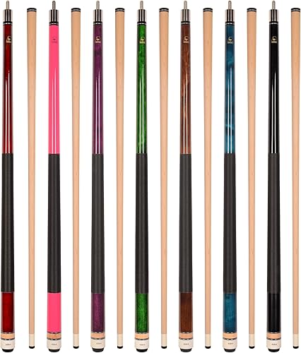 Juego de palos de billar Aska L2, arce canadiense Hard Rock de 58 pulgadas, junta de 516 x 18, punta dura de 0.512in, pesas mixtas