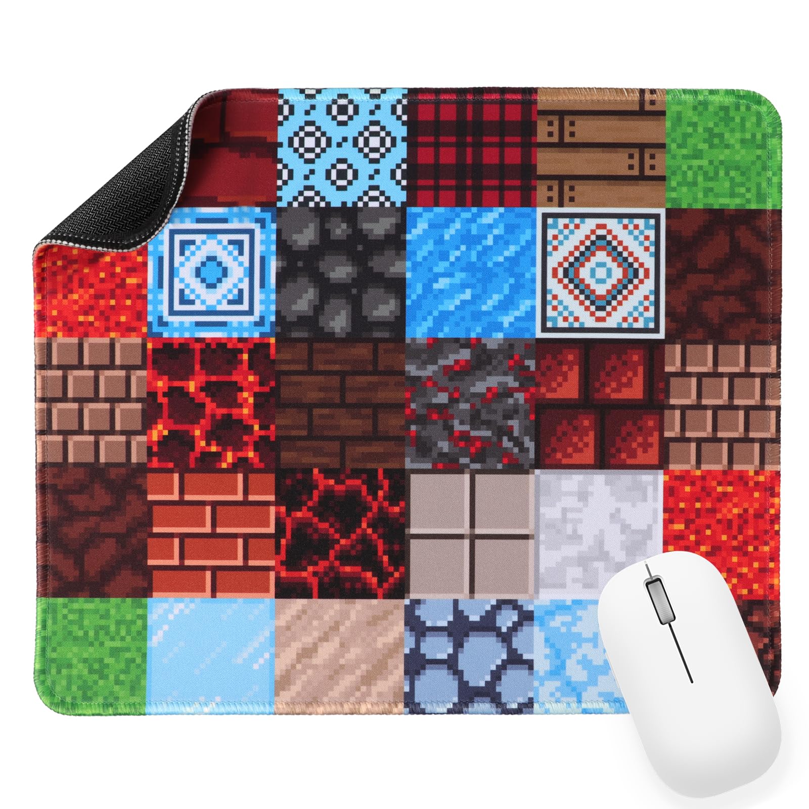 Large Kids Gaming Mouse Pad, Colorful Checkered Anime Style Mouse Pad for Desk, Computer, Laptop, Gamer Gifts for Christmas and Birthdays, 11.8 x 9.8