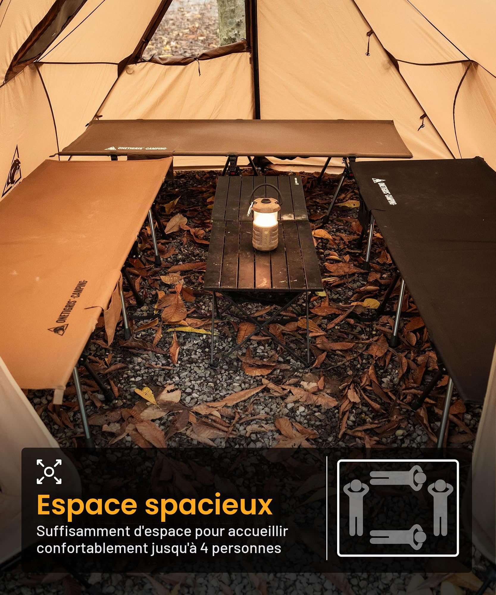 OneTigris ASH Canopy Tente de camping 2 à 4 personnes étanche 3000 mm Coupe-vent Grande tente chaude pour l'hiver Hamac Tente d'extérieur Tente de voiture Petite taille une fois pliée