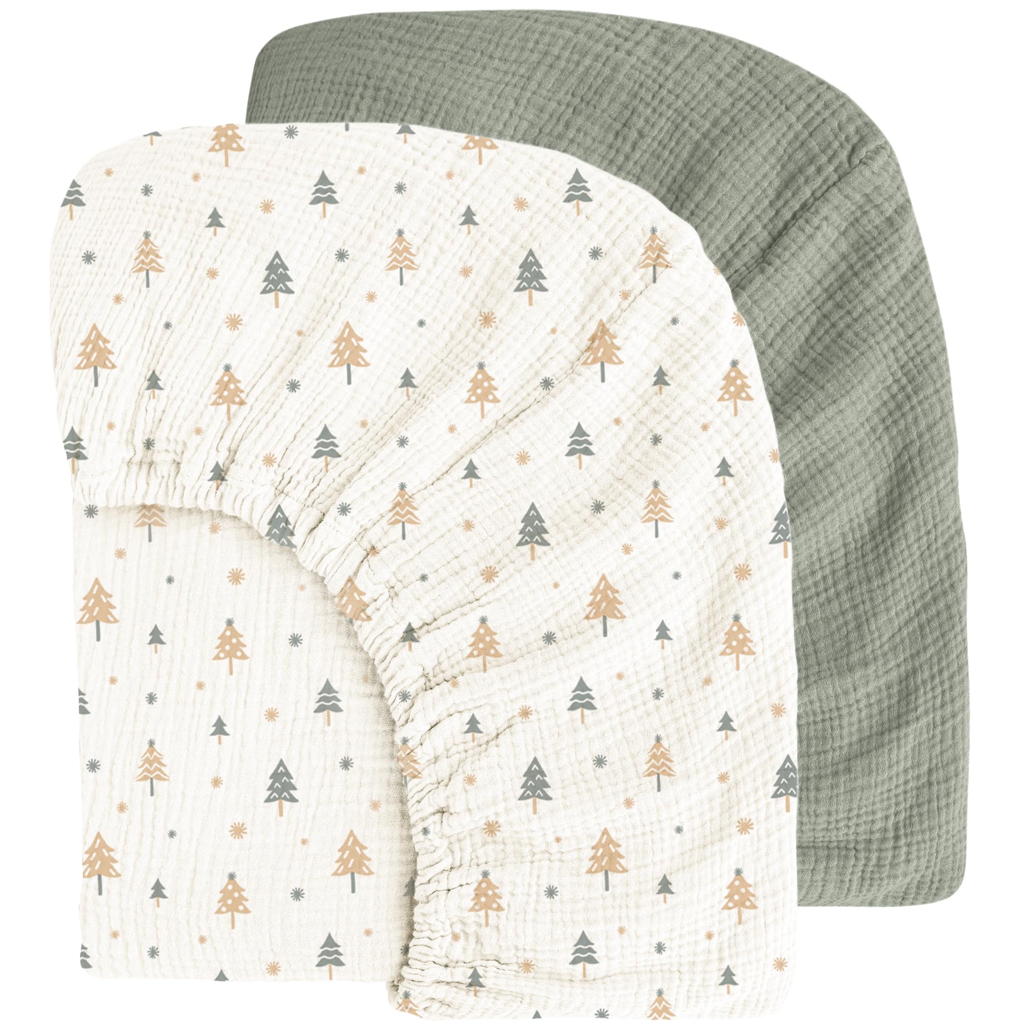 MairMoreMuslin Cotton Crib Sheets - Neutral Fitted Sheets for Standard Crib& Toddler Mattress Soft and Breathable Baby Sheets for Boys and Girls - 28"x52"