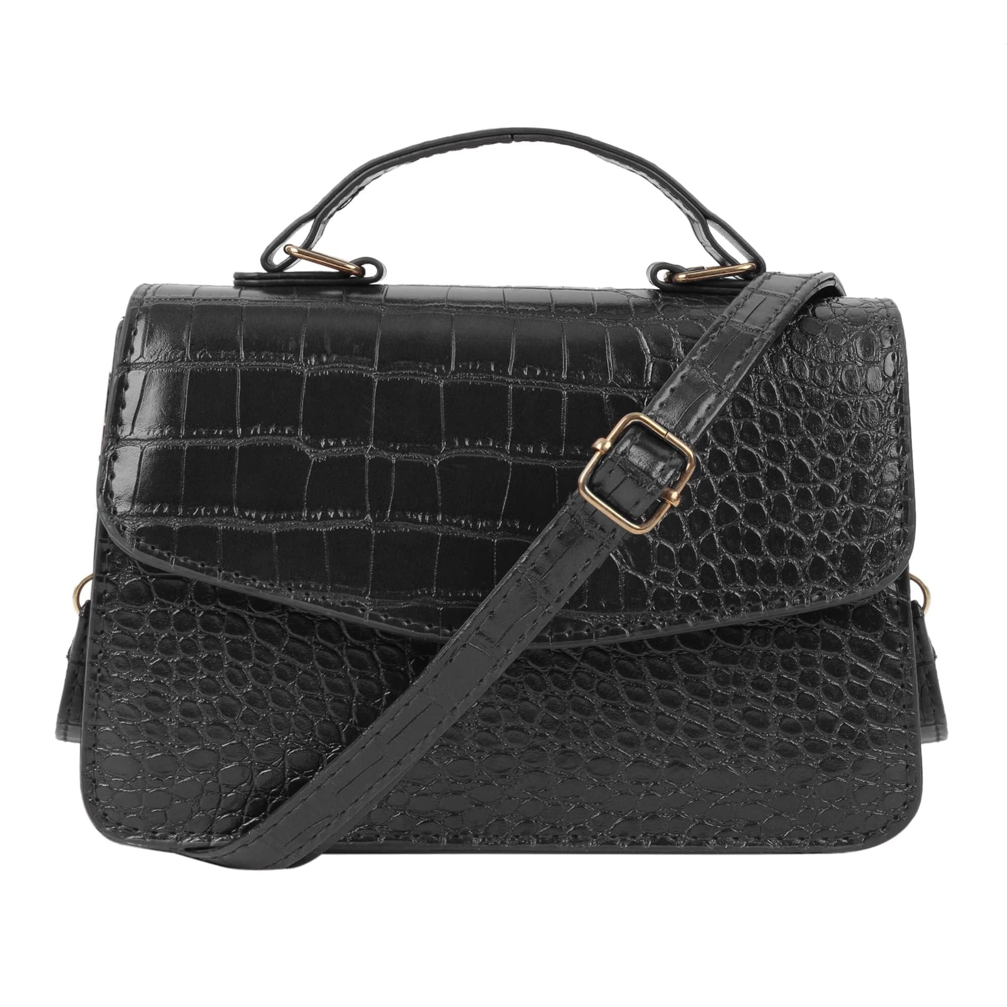 Crocodile Pattern Crossbody Shoulder Synthetic Leather Top Handle Satchel Handbag