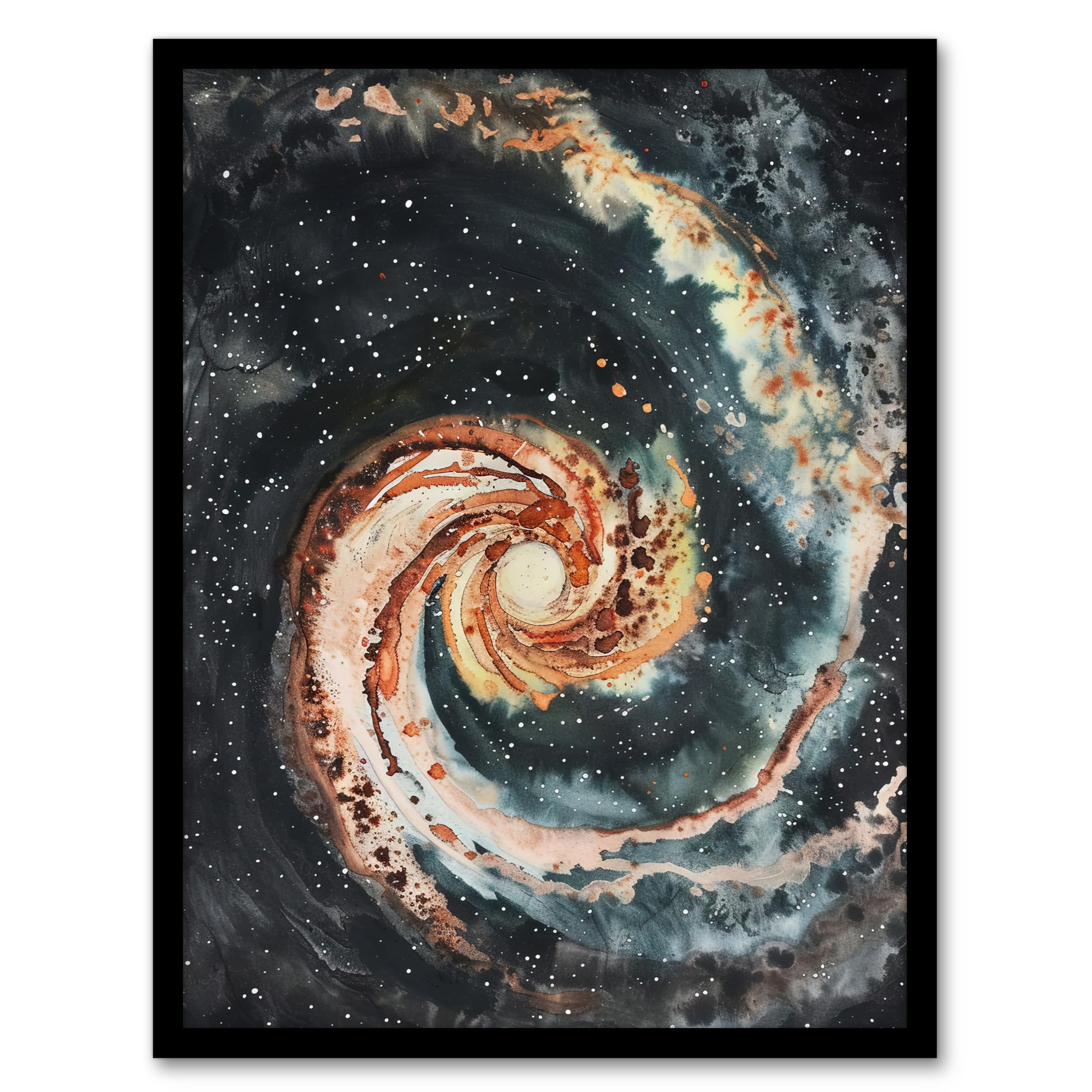 Artery8 Space Whirlpool Spiral Galaxy M51 Watercolour Living Room Artwork Framed Wall Art Print A4