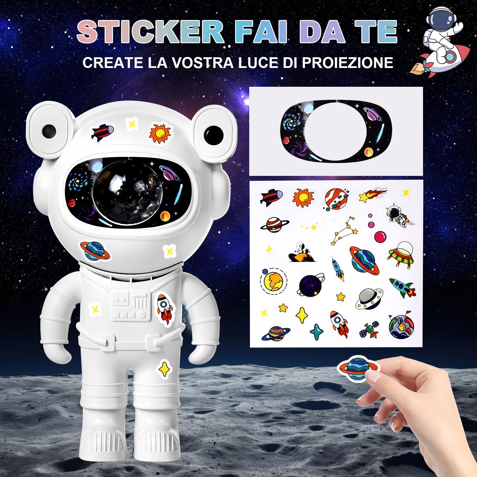 Herefun Astronauta Cielo Stellato Galassia Proiettore, Proiettore Stelle Soffitto con Telecomando, Altoparlante Bluetooth, Luminosità e Velocità Regolabili, Regali per Bambini e Adulti