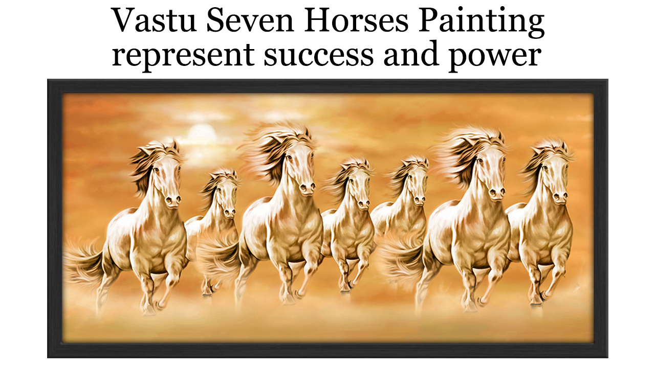 Art Factory Leinwandbild 'Seven Horse Vaastu' – 36x51 Cm, Feng Shui Motiv Für Wohlstand Und Erfolg