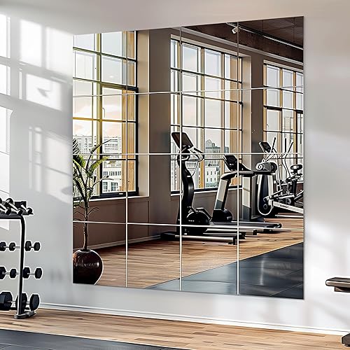 Miniatura 9 de ZENY Espejo de pared de longitud completa, 14 pulgadas x 4 piezas, espejo de vidrio sin marco, espejo de cuerpo completo para dormitorio, baño, sala