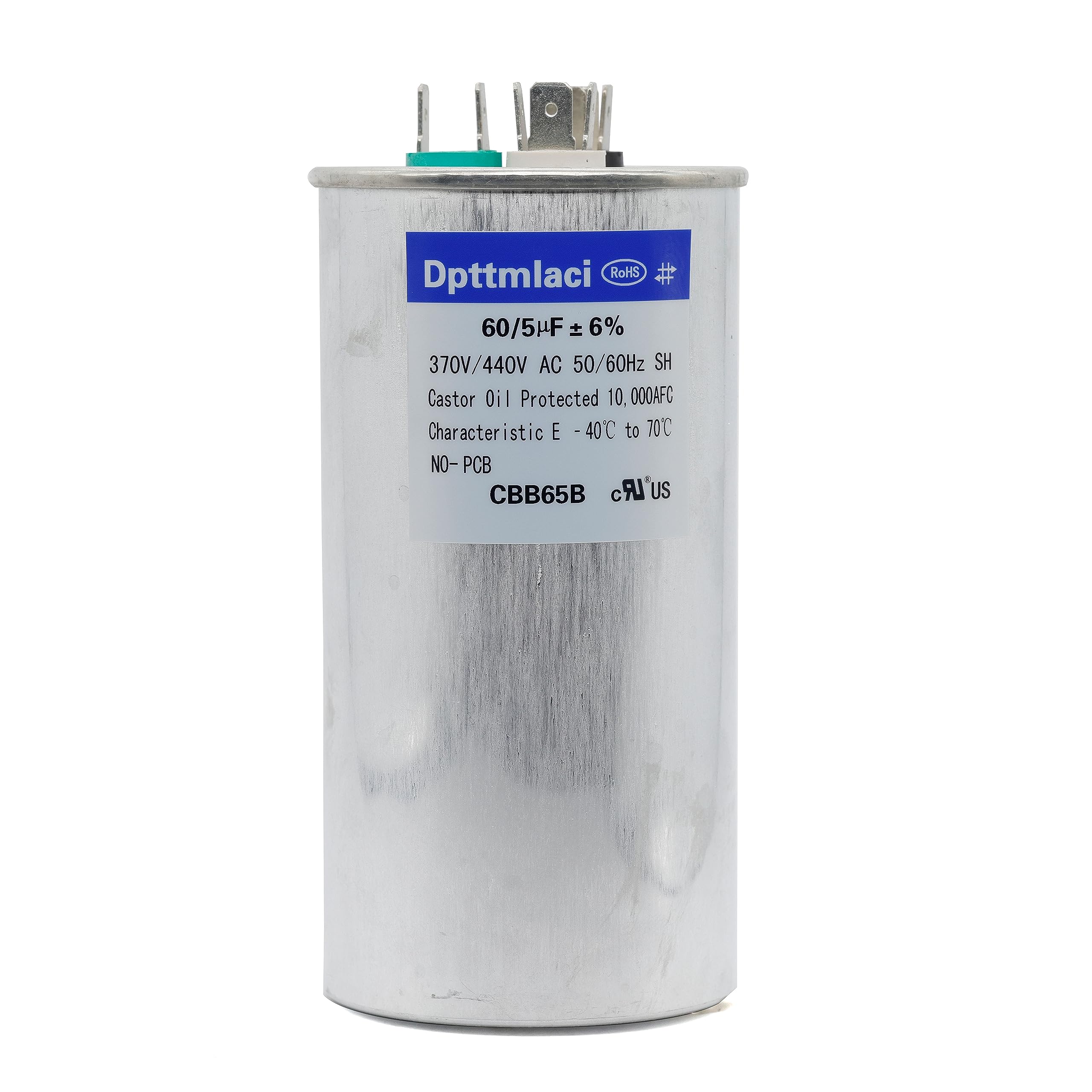 Dpttmlaci AC Capacitor 60/5MFD CBB65 370/440V Run Start Air Conditioner HVAC Capacitors