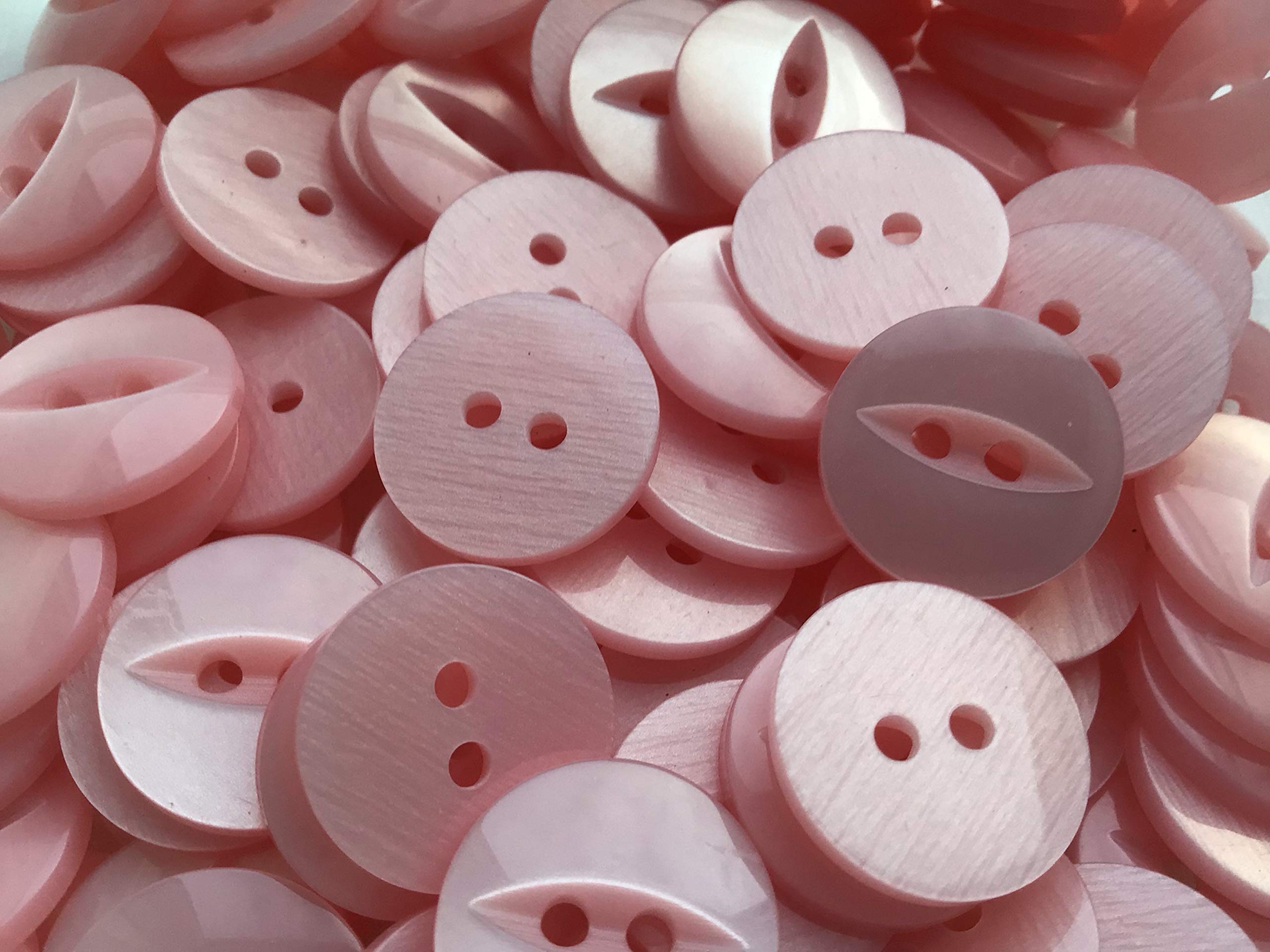 Buttons Pink 5 Round Fish Eye Size 26 (16 Mm) X 50