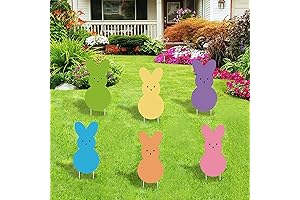 Easter Peeps Bunny Yard Stakes Yard Sign Set of 6 Outdoor Easter Decorations