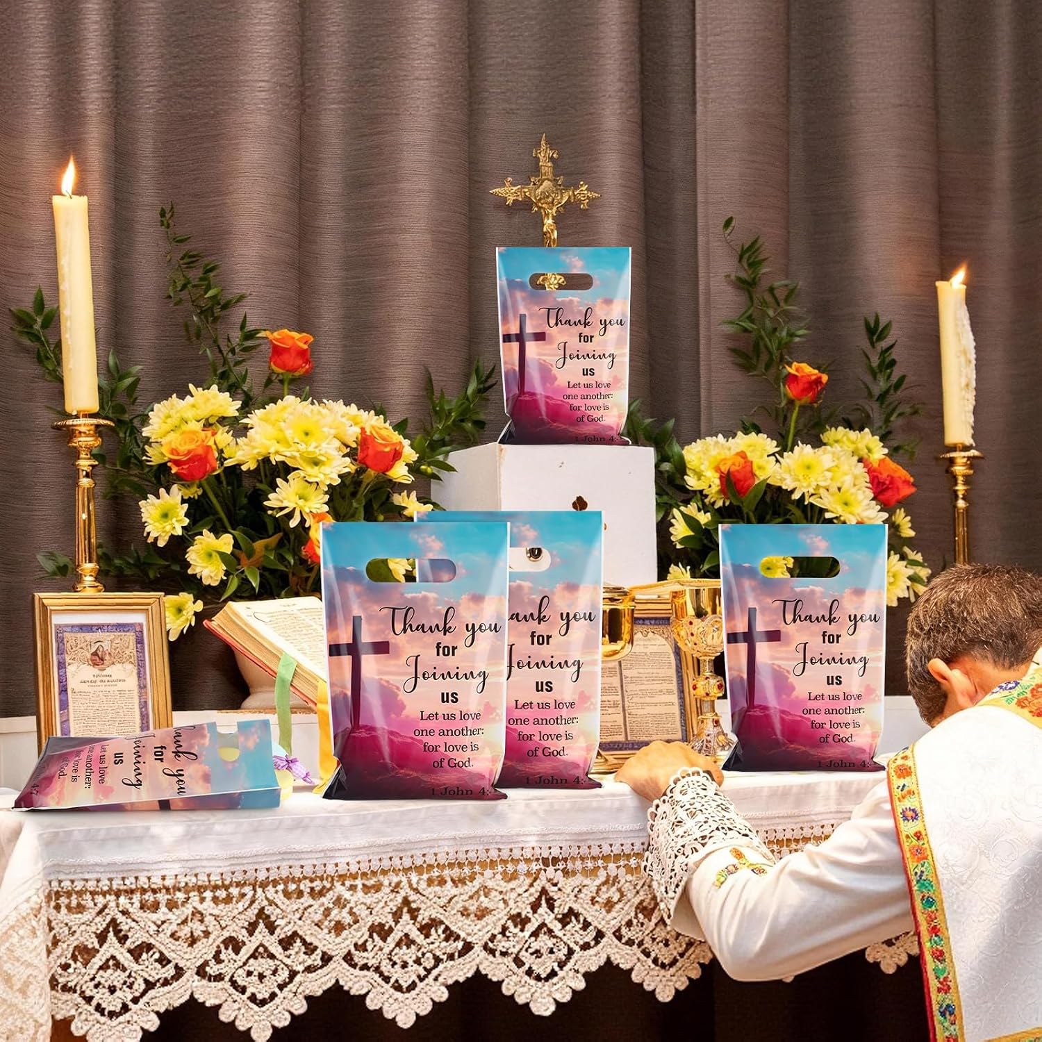 Hxezoc 50 Pieces Church Goodie Bags Plastic Church Bags Practical Party Bags Religious Party Favors for Christian Theme Birthday Party Decoration Supplies image 5