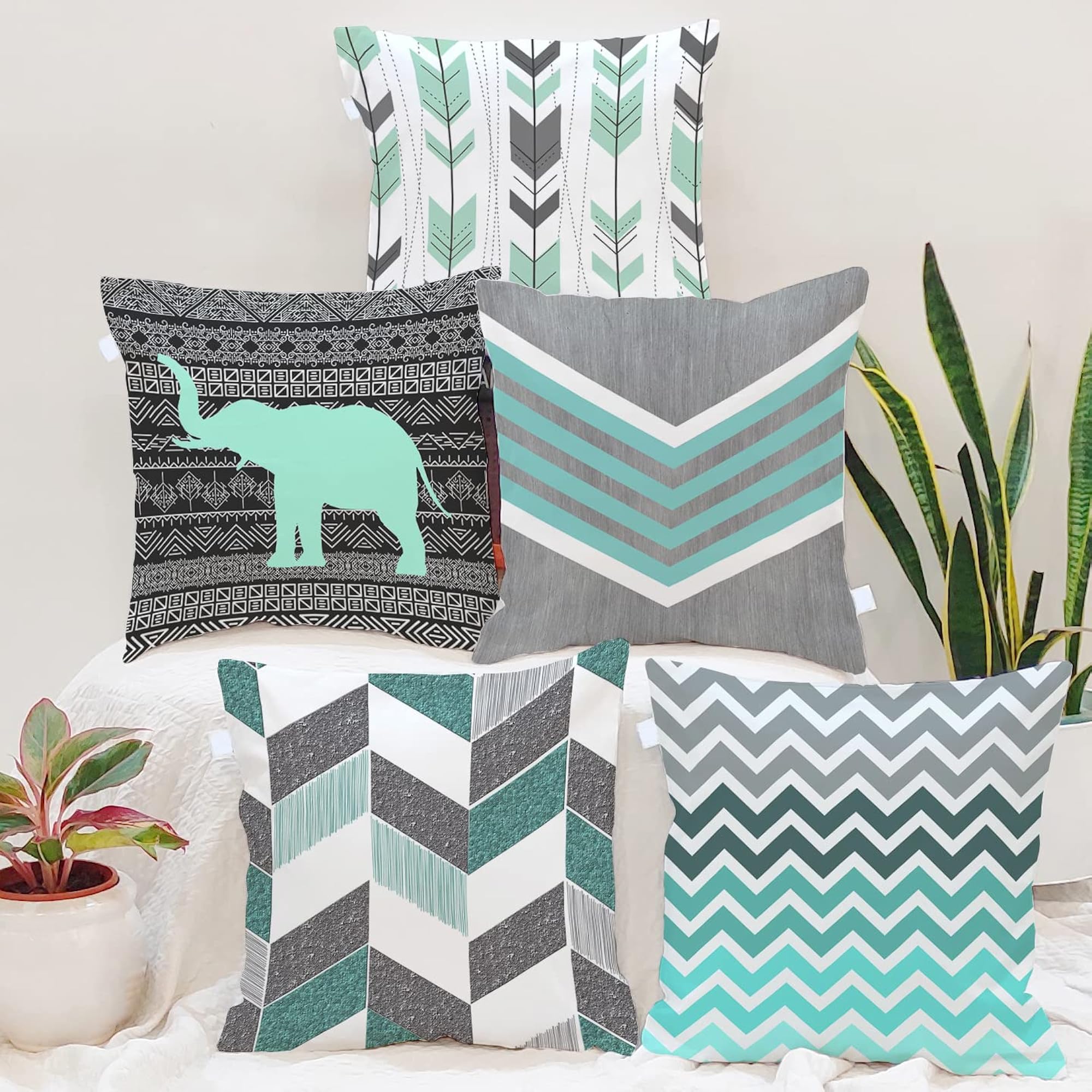 Set of 2 Floral & Motivational Printed Cushion Covers