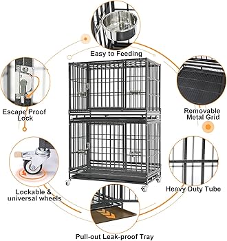Large Dog Crate Dog Cage For Home, Heavy Duty, With Lockable