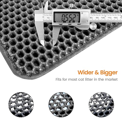 Miniatura 3 de Conlun Alfombrilla de arena para gatos, alfombrilla de captura de arena para gatos, 18 x 17 pulgadas, doble capa, resistente al agua, más fácil de