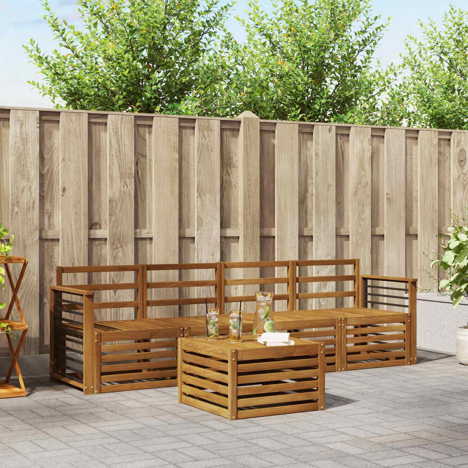 Gartengarnitur Akazienholz Natur Massivholz Möbelset für Terrasse Balkon und Garten wetterfestes Design mit modularen Sofas und Tisch für gemütliche Outdoor-Einrichtung