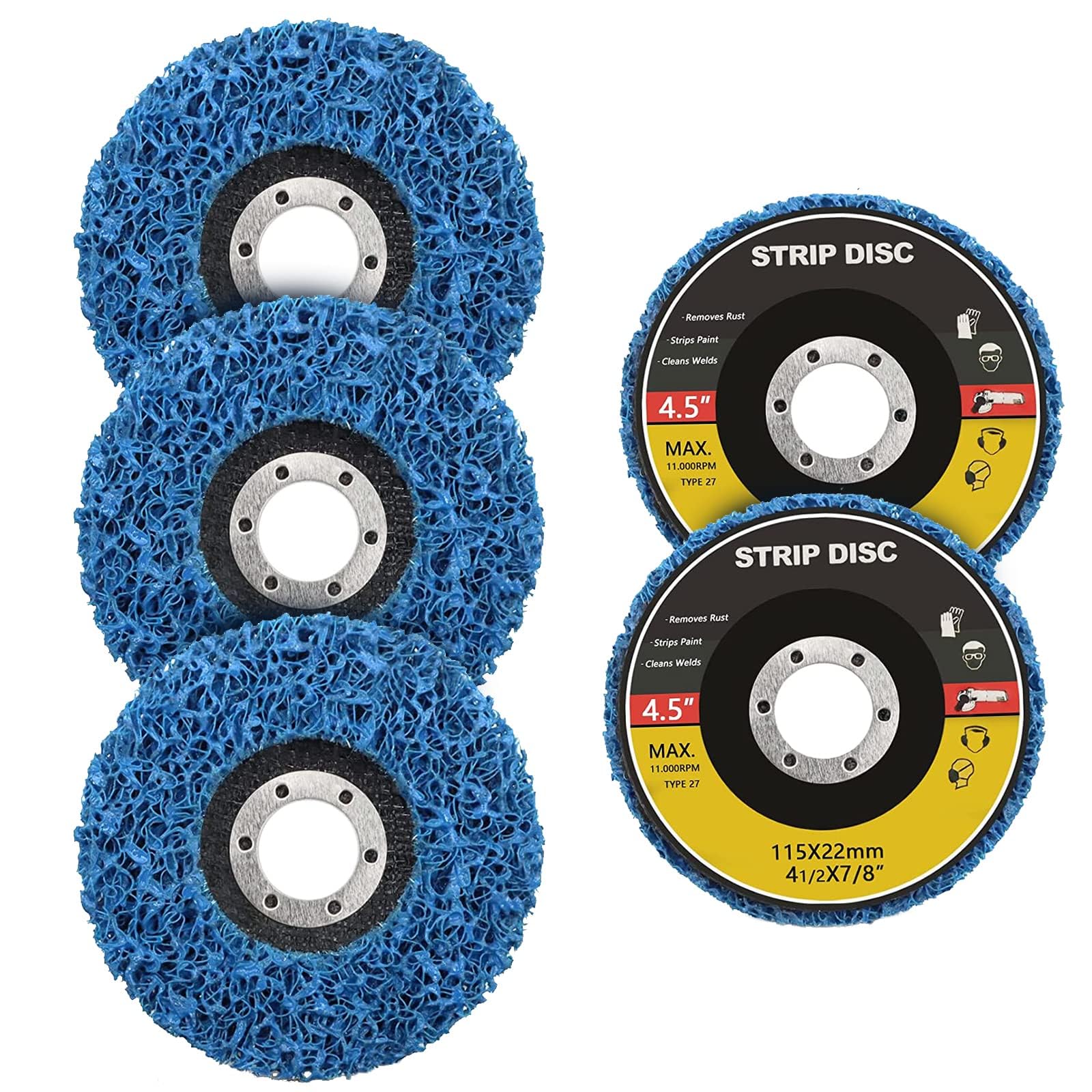 CQWLKEJ 5Pcs Angle Grinder Discs, 115mm 4.5inch Strip Discs Stripping Wheel for Angle Grinder Polishing Wheel and Remove Paint Coating Rust Welds Oxidation