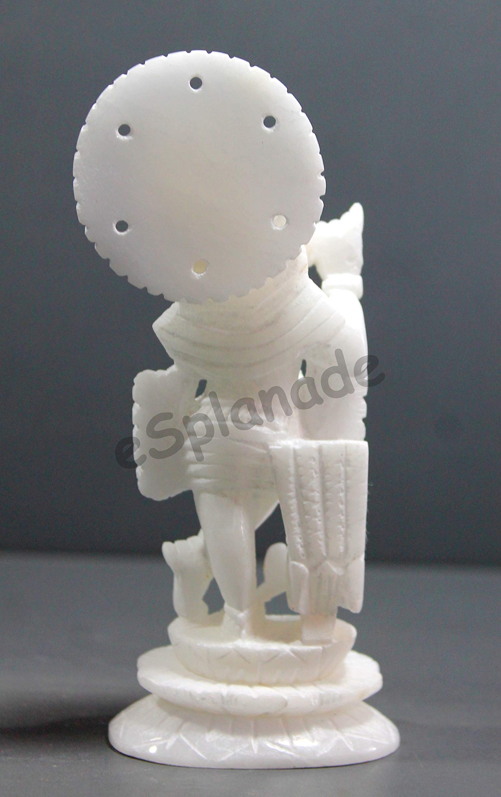 ESPLANADE - Biały marmur Makhan Chor Laddoo Gopal Baby Krishna Kishan Thakurji Murti posąg idola rzeźba (14 cm marmur)