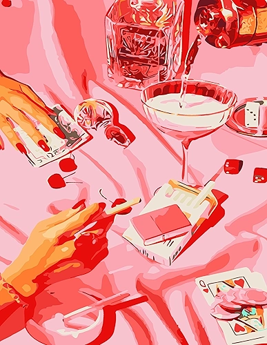 cupmod Kits de pintura retrô engraçada por números para adultos iniciantes, kits de pintura a óleo aquarela de acrílico fácil DIY sem moldura, kits de pintura por números para adultos para decoração