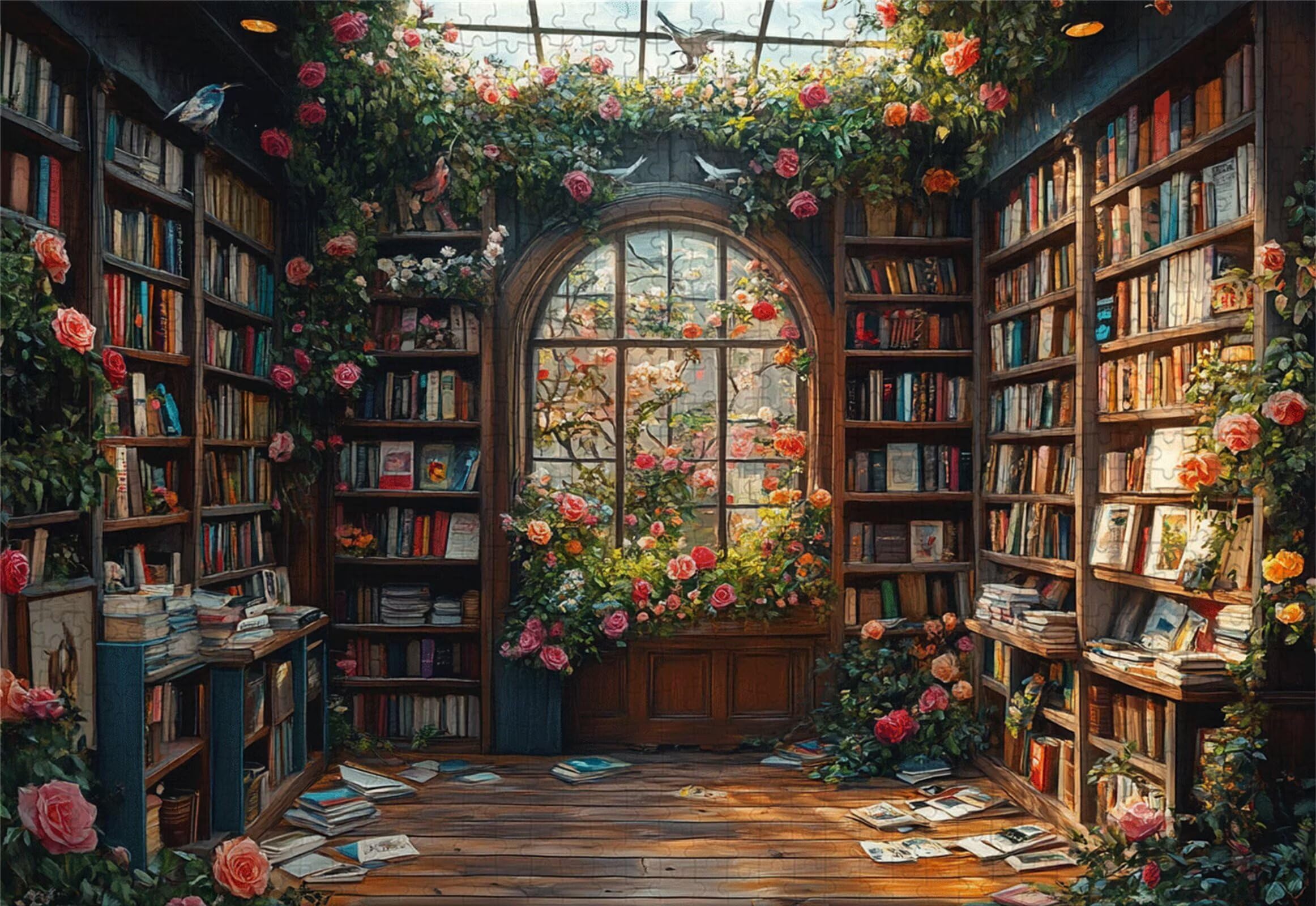 Regał na książki, puzzle, 3000 elementów, dla dorosłych, klasyczne puzzle, kwiaty, Jigsaw, wyrafinowane, trudne, edukacyjne zabawki dla dzieci, drewniane puzzle, odpowiedni dla wszystkich grup