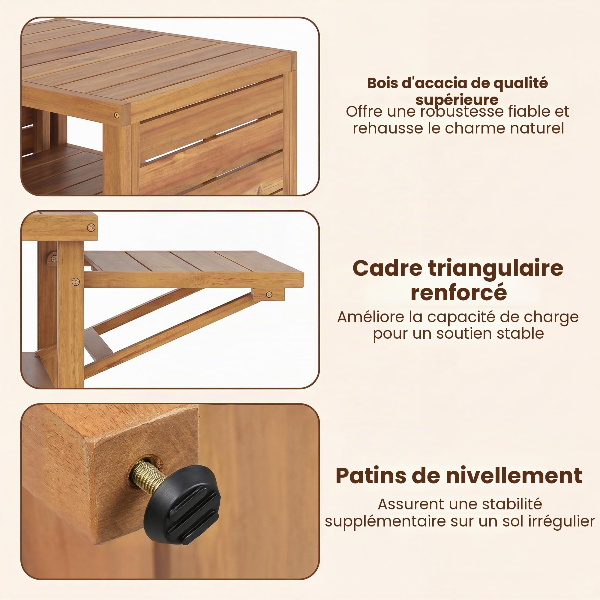 GOPLUS Table de Barbecue Extérieure en Bois d'Acacia, Desserte Plancha avec Dessus en Résine Faux Marbre, 2 Plateaux Rabattables, 2 Étagères Ouvertes, pour Jardin, Terrasse, 124,5 x 60 x 89,5 cm