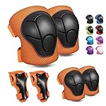 Knee Pads for Kids Knee Pads and Elbow Pads Toddler Protective Gear Set Kids Elbow Pads and Knee Pads for Girls Boys with Wrist Guards 3 in 1 for Skating Cycling Bike Rollerblading Scooter-Orange M