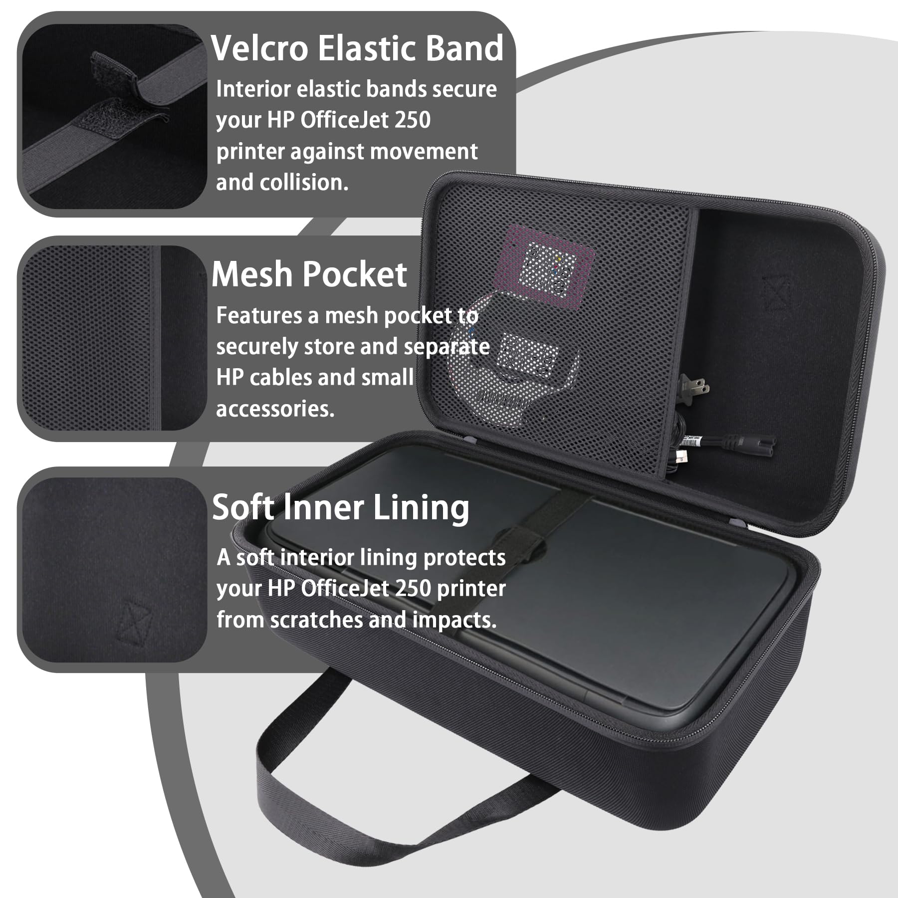 Khanka Harte Reisetasche für HP OfficeJet 250 All-in-One tragbare Drucker