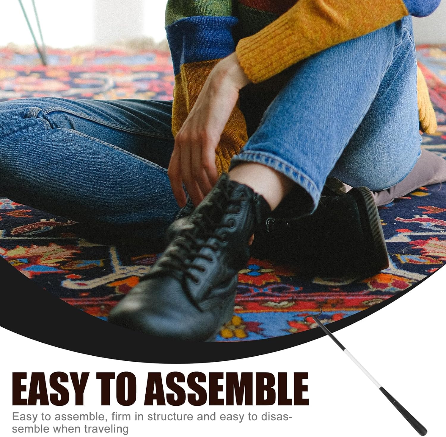 Detachable Lightweight Dressing Stick Shoe Lifter for Elderly and Disabled Abs Shoe Horn Aid for Sock and Removal Portable Handle Dressing Aid for Seniors