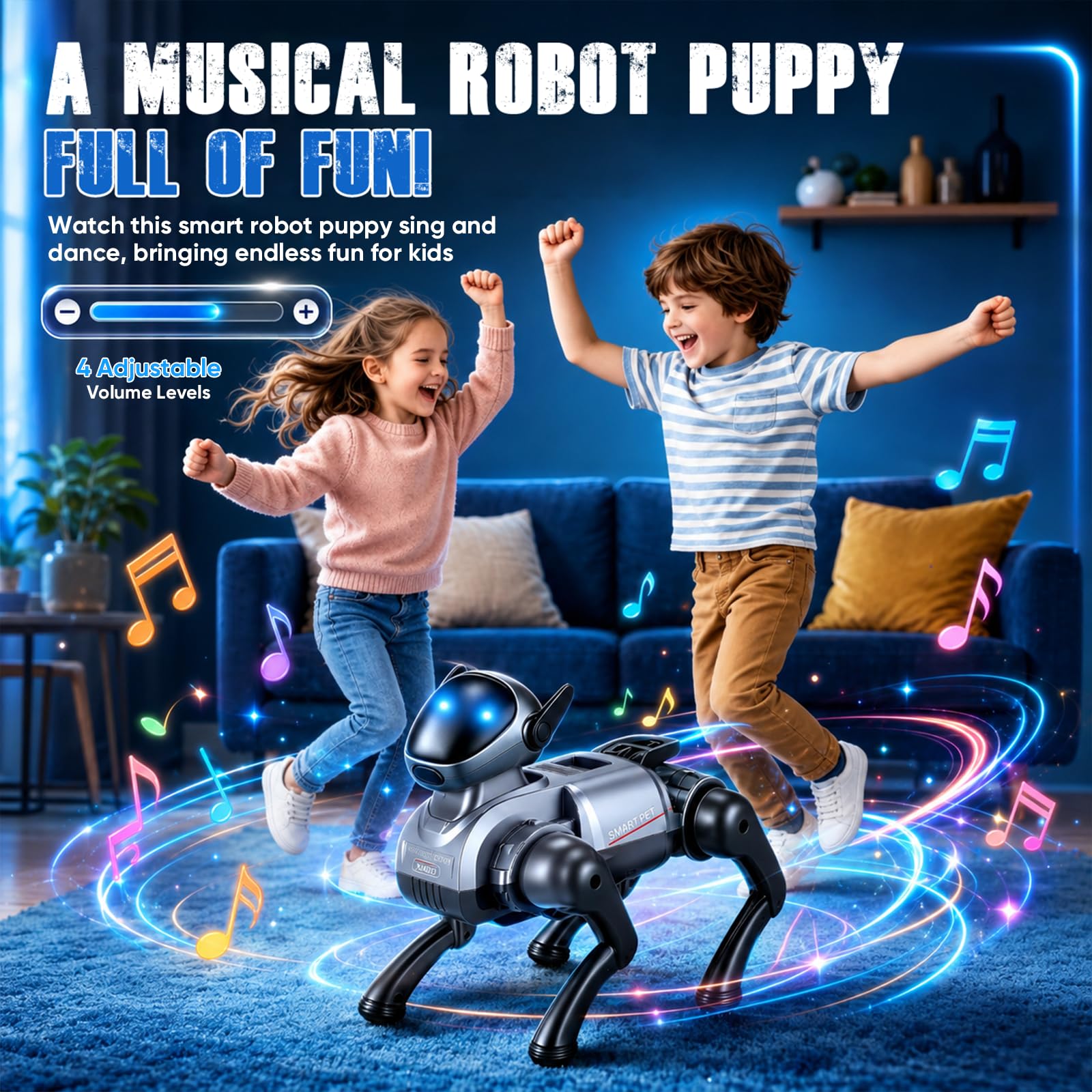 Ferngesteuerter Roboter Hund für Kinder, Ferngesteuerter Spielzeug mit 25 Funktionen, Programmierbarer Roboterhund Tanz Musik für Kinder von 3-12 Jahren