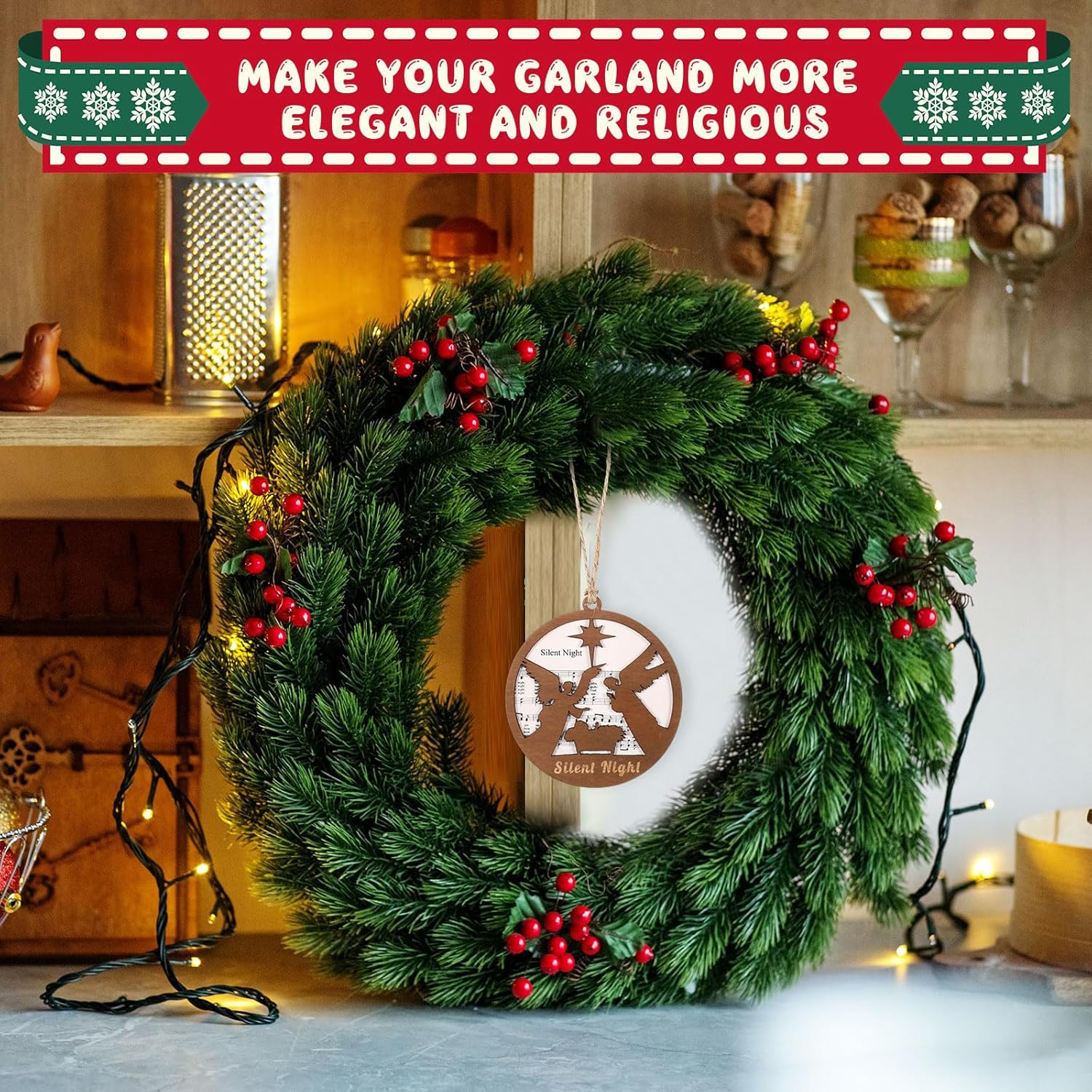 Remerry 12 Pcs Christmas Music Sheet Nativity Ornament Bulk Nativity Scene Ornament Wooden Hanging The Birth of Jesus Decoration Catholic Christian Religious Gift for Family Friend Pastor Xmas Tree - Image 3