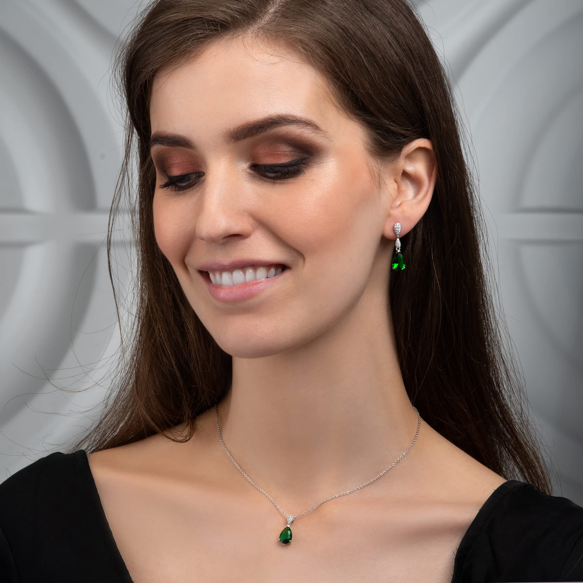 Namana Silber Teardrop Ohrringe für Damen, 925 Sterling Silber lange Ohrhänger für Frauen mit birnenförmigen farbigen Steinen und weißen kubischen Zirkonia, bunte Ohrringe mit Geschenkbox