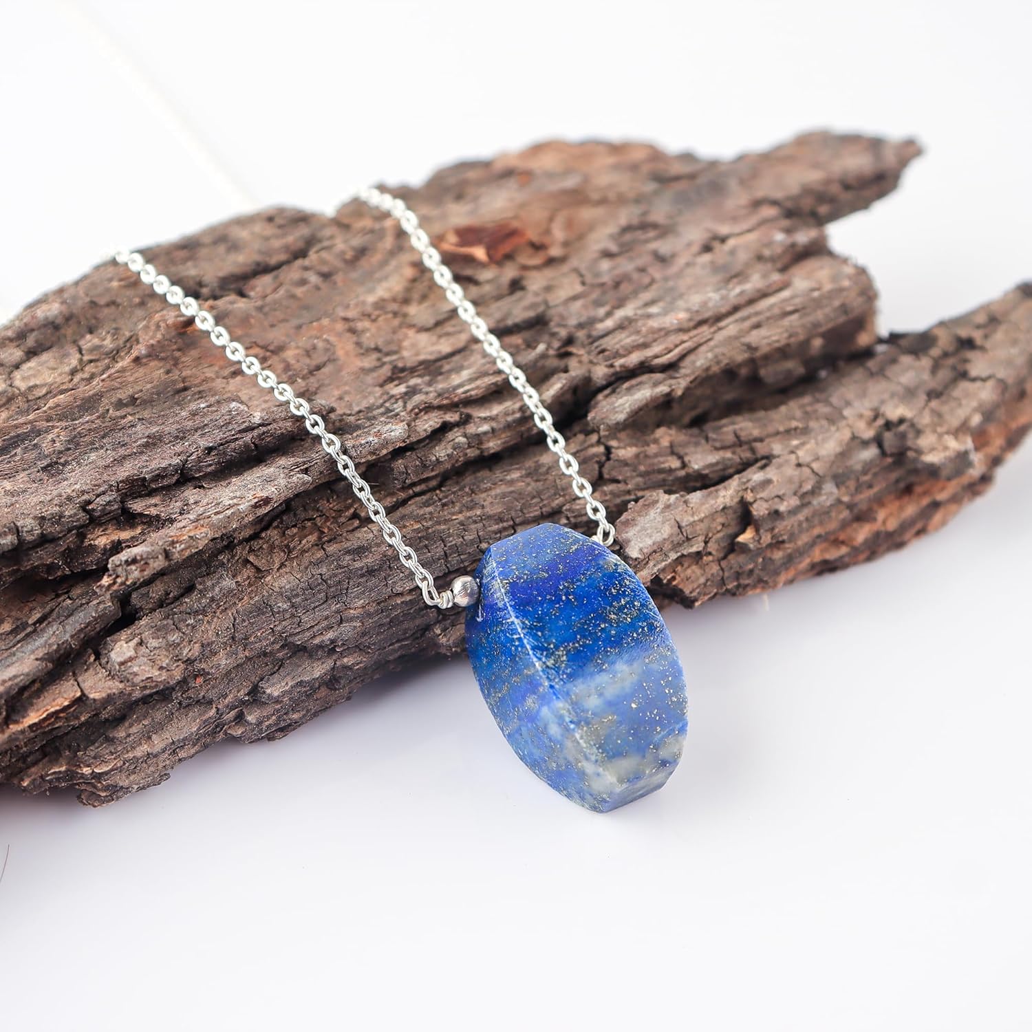 Natural Lapis Lazuli Fancy Shape Necklace, Polished Gemstone, Healing Crystals, Gift for Her, Birthday, Gemstone Jewelry 18 inch Stone Weight Approx 25 to 35 Carat - Image 3