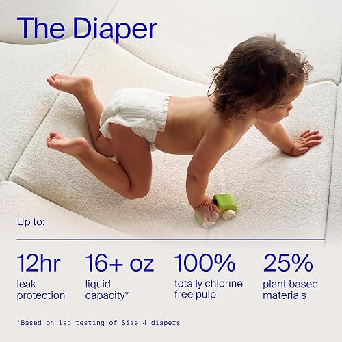 Miniatura 2 de Coterie Kit de toallitas y pañales para bebé, pañales tamaño 2 (186 unidades) y paquete de 12 (672 unidades) toallitas para bebé con 99% de agua,