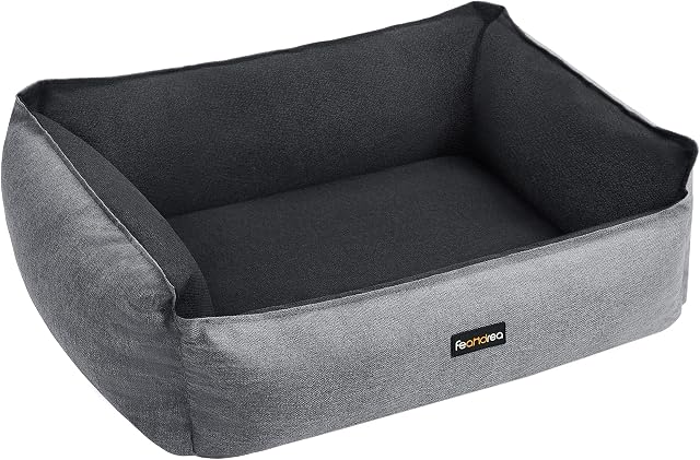 FEANDREA Dog Bed Large, Reversible, Washable, Grey and Dark Grey PGW171G01