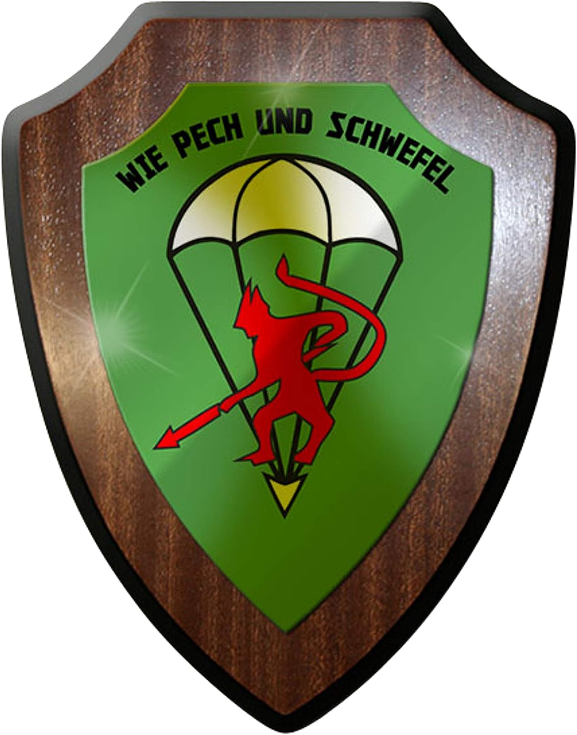 Wappenschild Fallschirmjägerbataillon 251 Calw - Wandschild Metall & Kirschbaumoptik (16x20 Cm)