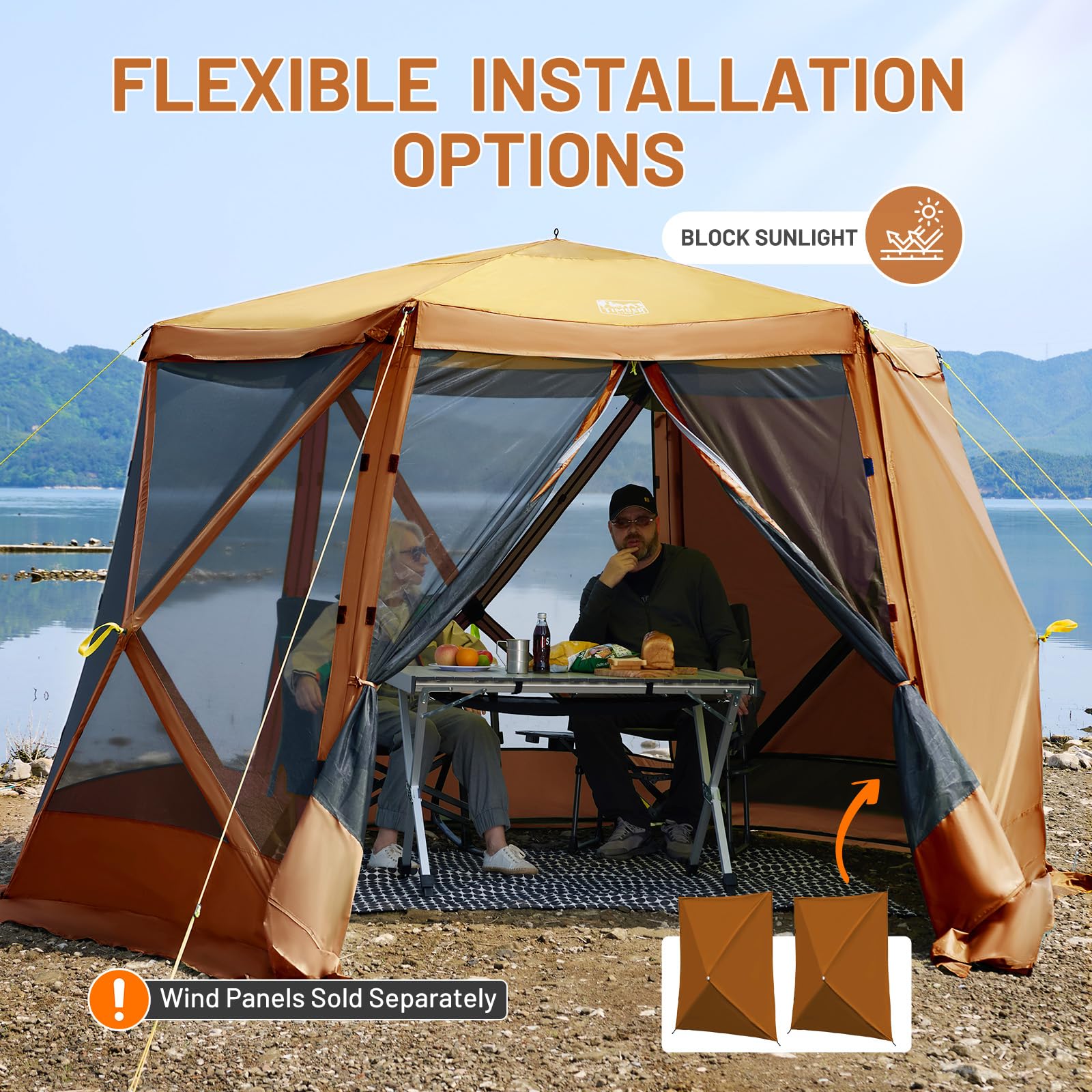 Amazon.com : TIMBER RIDGE Gazebo Tent Wind Screen Panel 2pc Orange