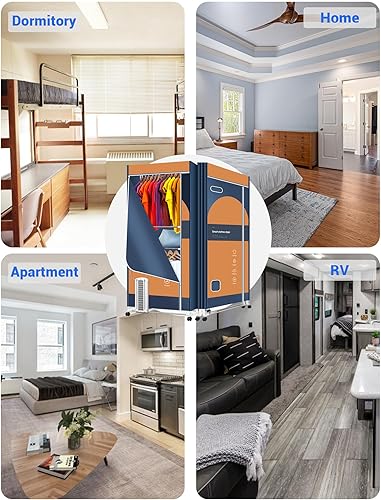 Miniatura 4 de Secadora portátil, secadora de ropa de 1600 W-67 pulgadas, capacidad de 35 libras, plegable, de 3 niveles, secadora eléctrica portátil de ahorro de