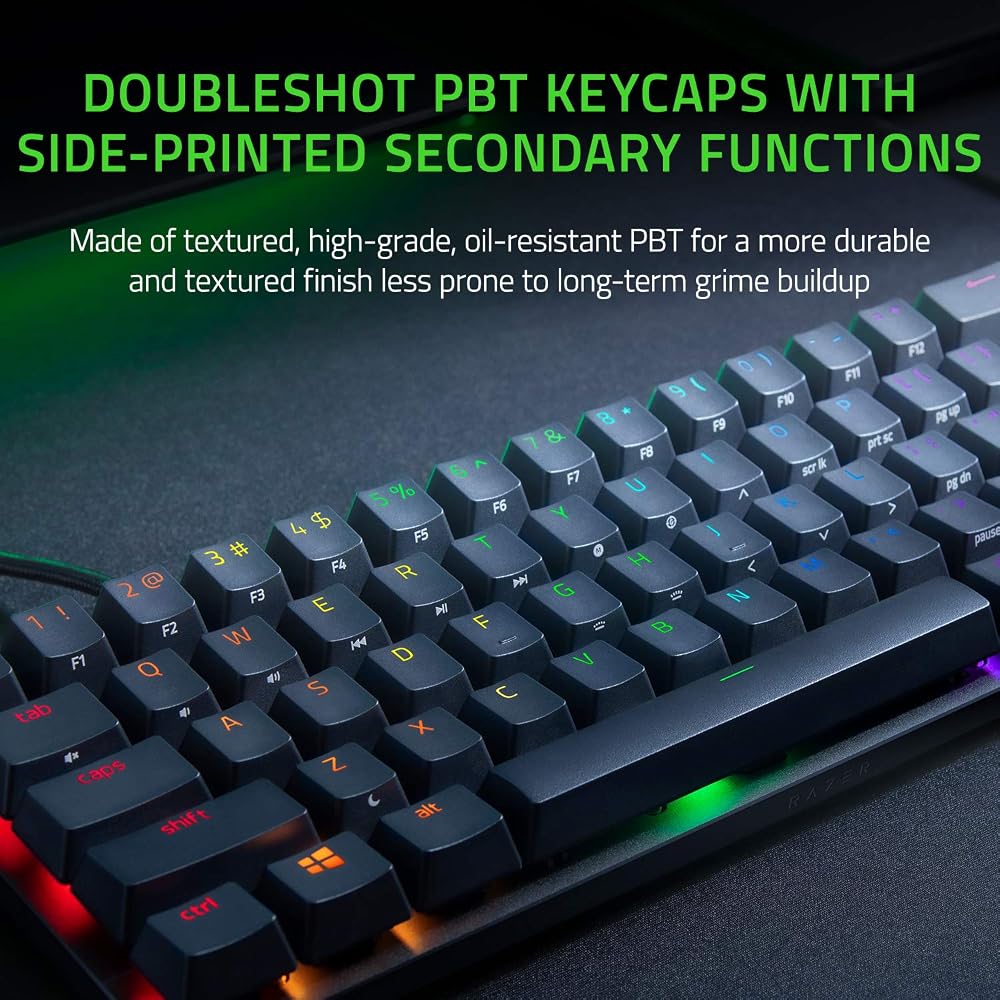 Razer Huntsman Mini 60% Gaming Keyboard: Linear Optical Switches - Rapid Trigger Mode - Chroma RGB Lighting - PBT Keycaps - Onboard Memory - Snap Tap - Classic Black