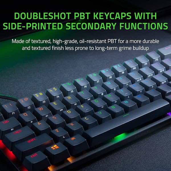 Razer Huntsman Mini (Purple Switch) - Kompakte 60% Gaming Tastatur (Klickende Optisch-Mechanische Switches, Doubleshot PBT-Tastenkappen, Abnehmbares USB-C Kabel) QWERTZ DE-Layout | Schwarz - 3