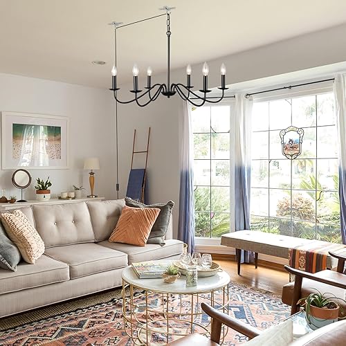 Miniatura 10 de LWYTJO Lámpara de araña de madera envejecida antigua de color blanco y dorado para comedor, 5 luces, candelabros franceses, iluminación colgante