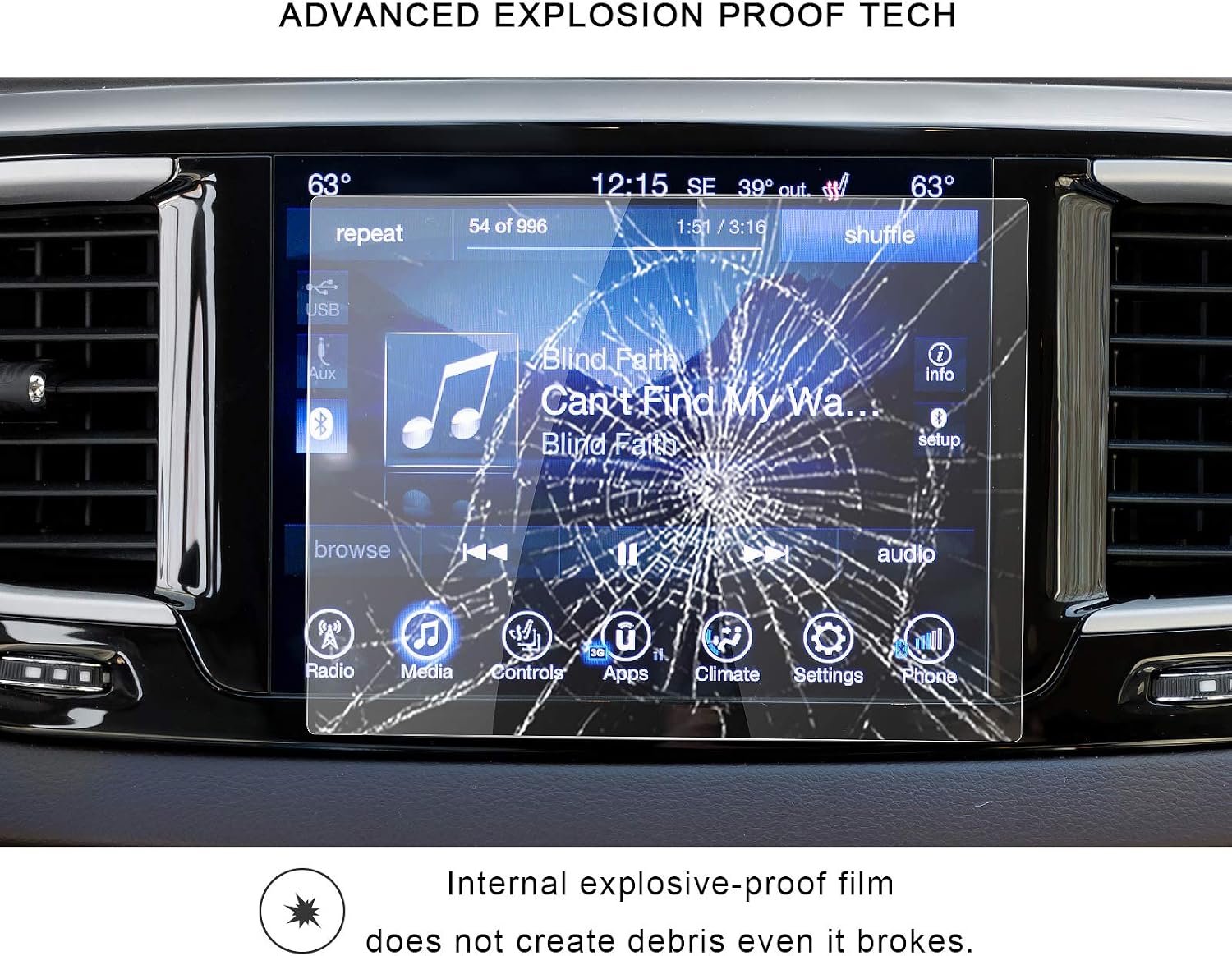 2017 2018 2019 2020 Chrysler Pacifica Hybrid Uconnect Touch Screen Car Display Navigation Screen Protector, RUIYA HD Clear TEMPERED GLASS Car In-Dash Screen Protective Film (8.4-Inch)