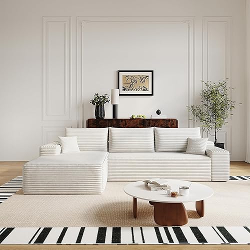 Miniatura 30 de Sofás seccionales de 96 pulgadas para sala de estar, sofá de nube tapizado en forma de L, sofás modulares modernos con diván (negro, 96 pulgadas de