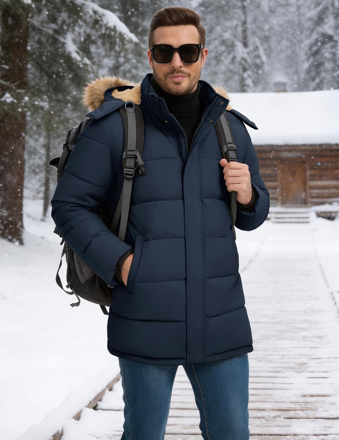 MAGCOMSEN Men's Winter Jacket Water Repellent Windproof Warm Thicken Fleece Lined Coat Warm Thicken Winter Parka Jacket - Image 3