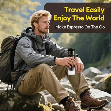 3-In-1 Portable Espresso Maker, 20 Bar Mini Travel Coffee Maker for Camping, Car Coffee Maker Self-Heating with USB, Compatible with Ground Coffee & Capsule for Hiking, Office, RV(Black)