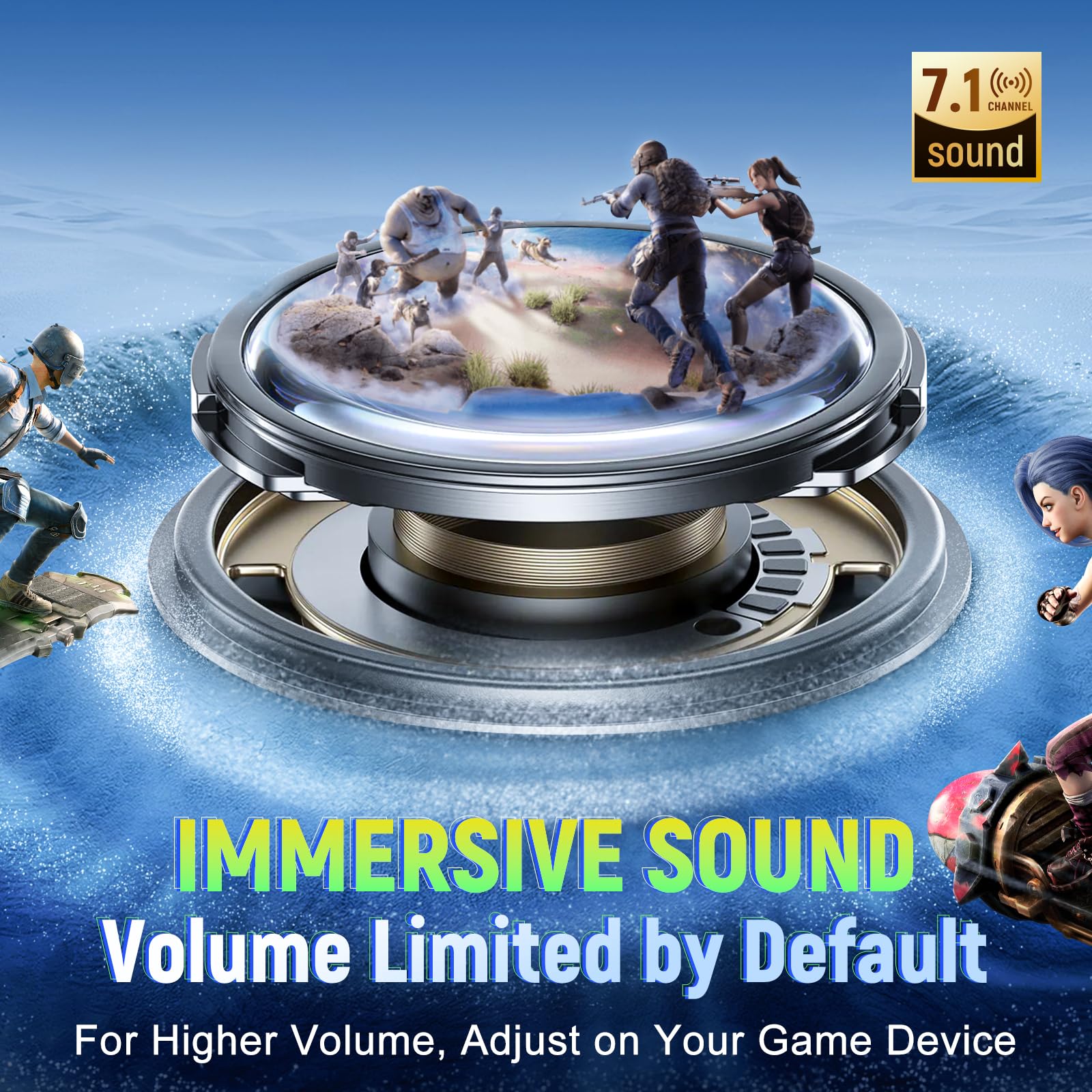 Wireless Gaming Headset, Ps5 Headset for PC Ps5 Ps4 Switch, 2.4GHz Lossless Audio Gaming Headsets, Bluetooth 5.3 Gaming Headphone with Noise Canceling Mic & 40H Battery, RGB Light - 4