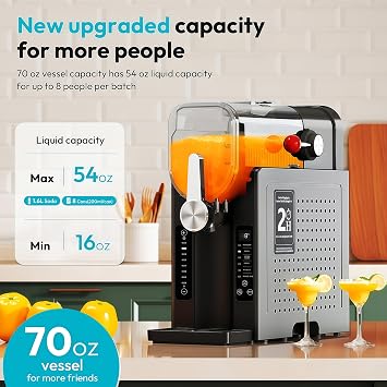 Electric Slush & Ice Cream Machine, 70oz Vessel, Digital Presets, 360° Cooling, Rapid 15–60min Frozen Treats for Home Parties & Family Use