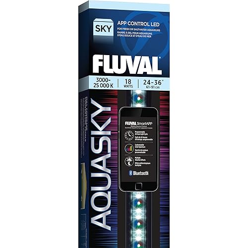 Fluval Aquasky 2.0 Bluetooth LED Aquarium Light – 18W, 24–36" | RGB + 6500K White | App Controlled with Weather & 24-Hour Light Cycle | IP67 Waterproof | Wide 120 Degree Light Spread