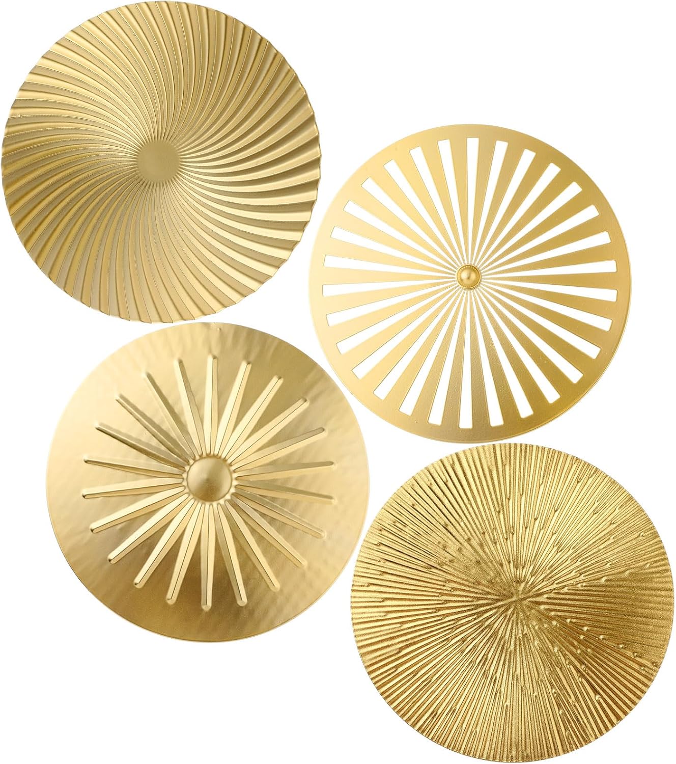 Shimeyao 4 Pcs 12 Inch Gold Wall Decor Metal Flower Plate Art Hanging Wall Decorations Modern Metai Decorations for Home Living Room Office Bedroom Bathroom Floral Sculpture