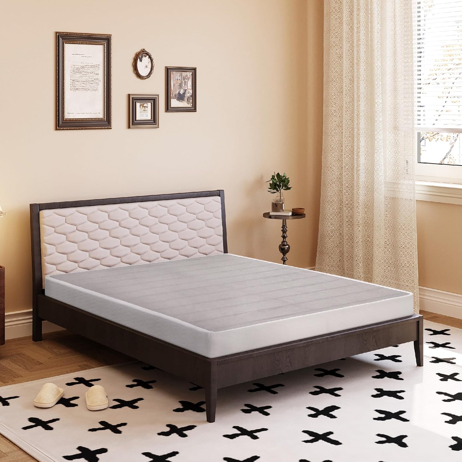 CH CHARME HOUSE 5 Inch Full Box Spring with Cover, Easy Assembly, Tool-Free, Strong Metal Frame