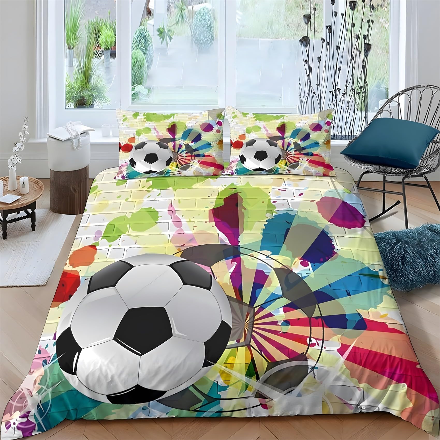 Housse couette sportif football 200x200 anti-plis et douce pour en finir avec le repassage