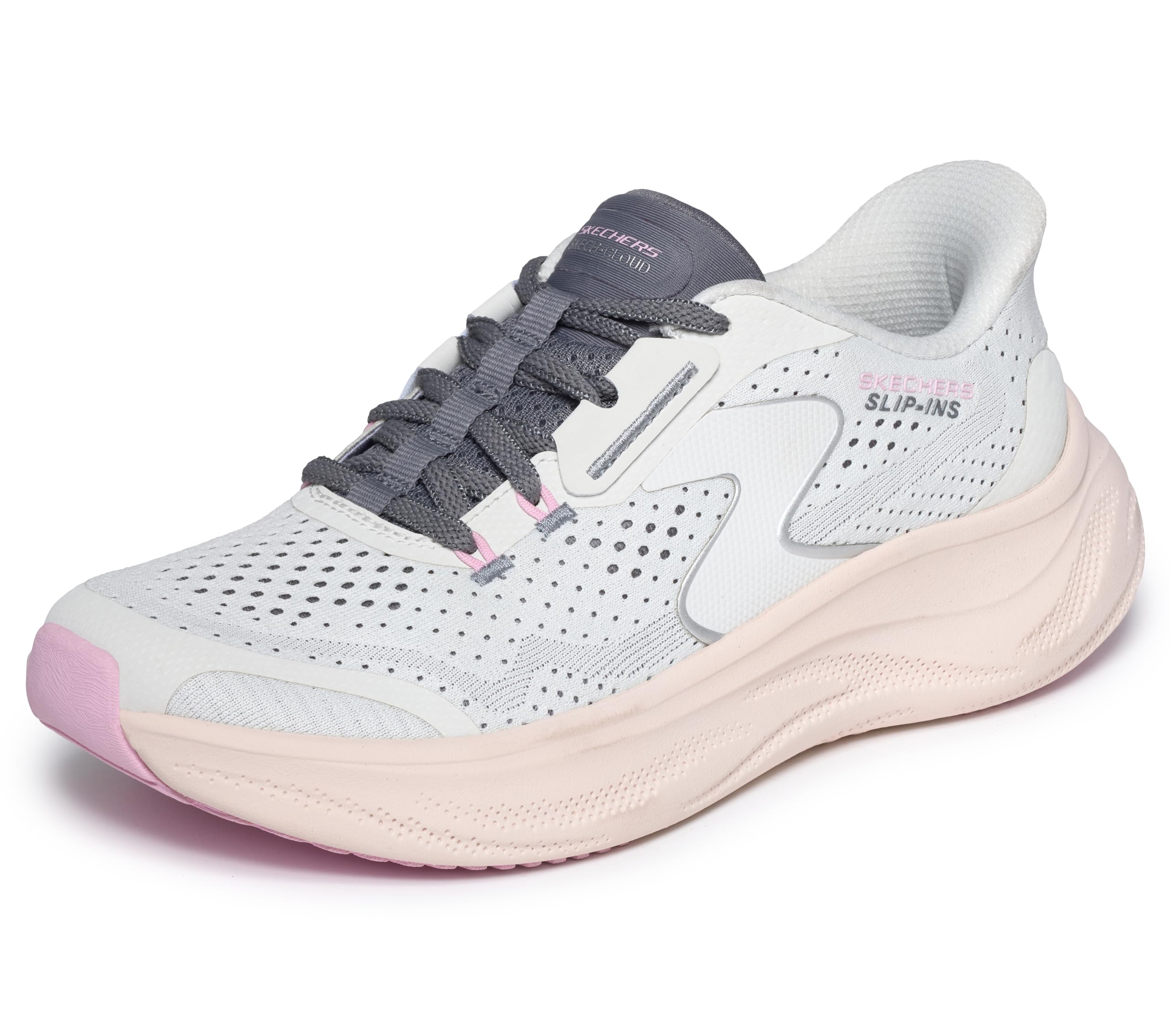 Skechers Women's Skech Cloud Plush Horizon Trainers, White Mesh/Synthetic/Multi Trim, 6.5 UK