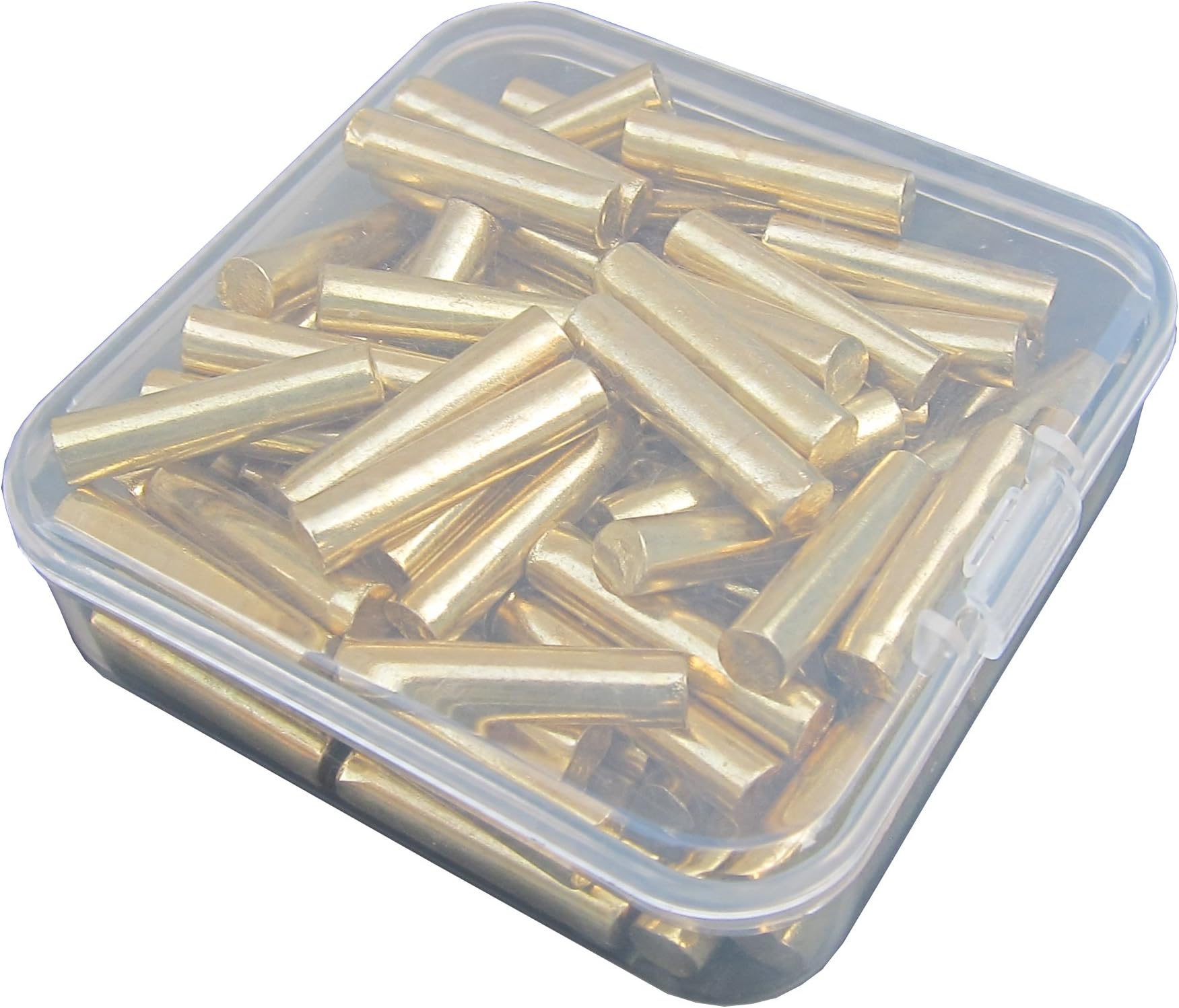 3/16-Inch Straight Rod Shelf Rests 80Piece Set, Furniture Cabinet Closet Shelf Pins, Dowel Pins in Storage Box, 80-Pack (Brass)