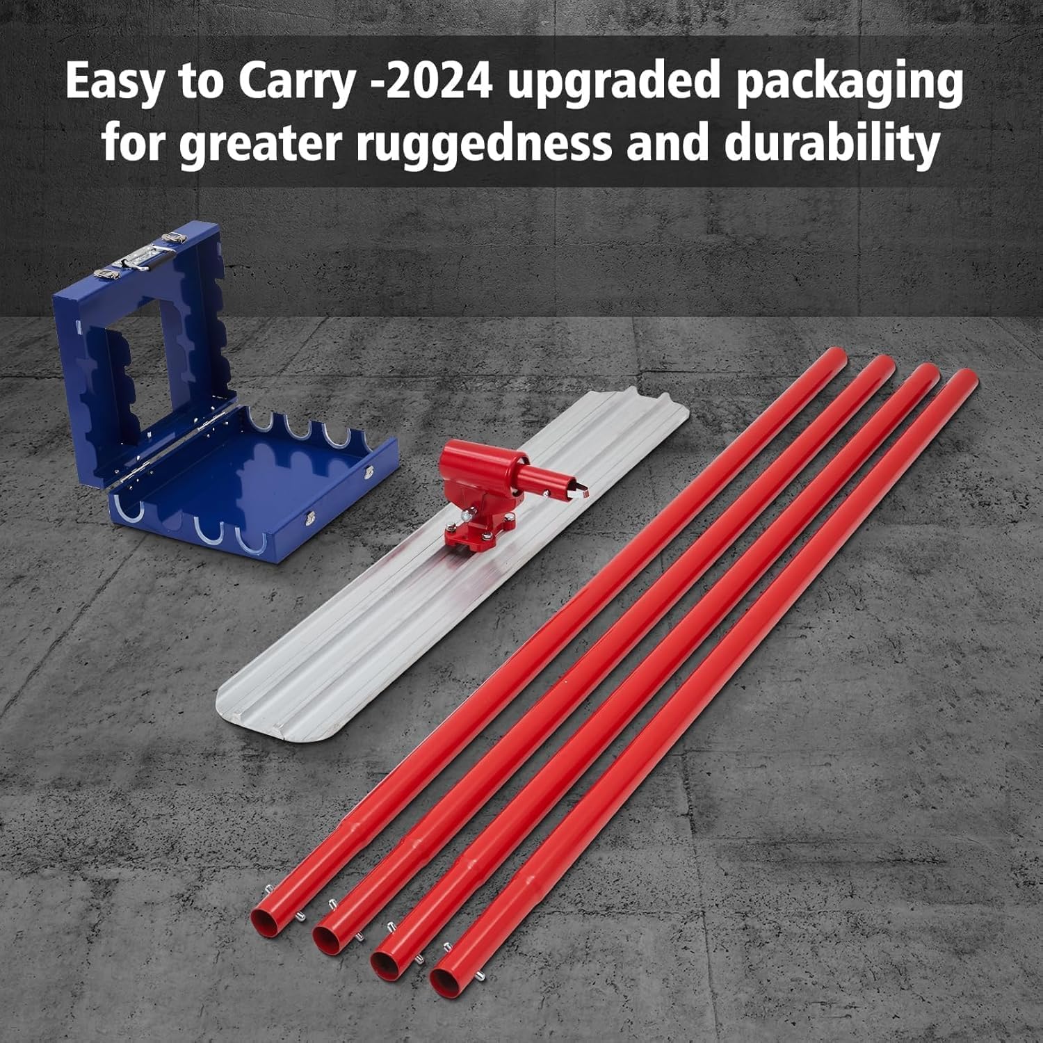 48" x 8" Bull Float Concrete Tools,Magnesium Concrete Float for Concrete Finishing - Round End Cement Float Tool With 4 Handle Brackets - Durable Concrete Finishing Kit for Professional Projects